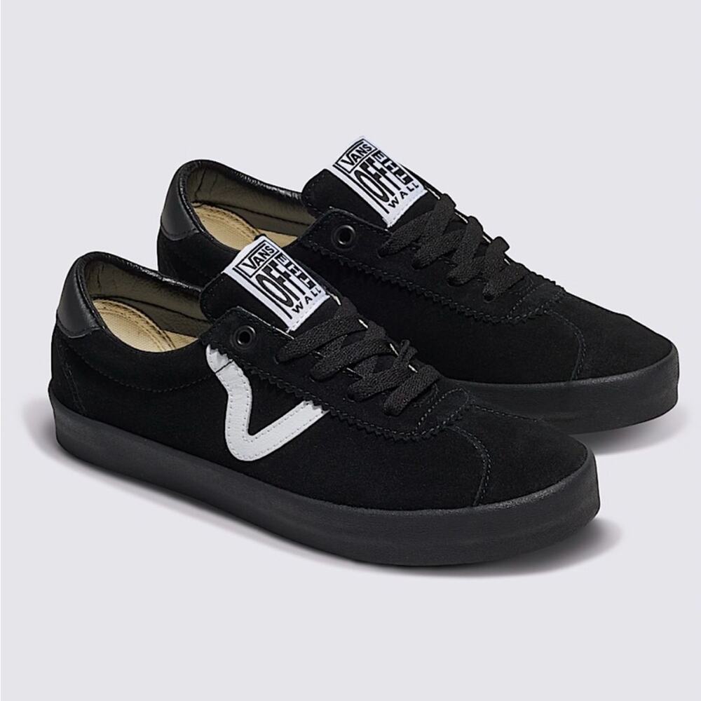 NEW VANS BLACK SUEDE & LEATHER Sport Low Shoe SNEAKER SZ M 7 W 8.5 BRAND NEW